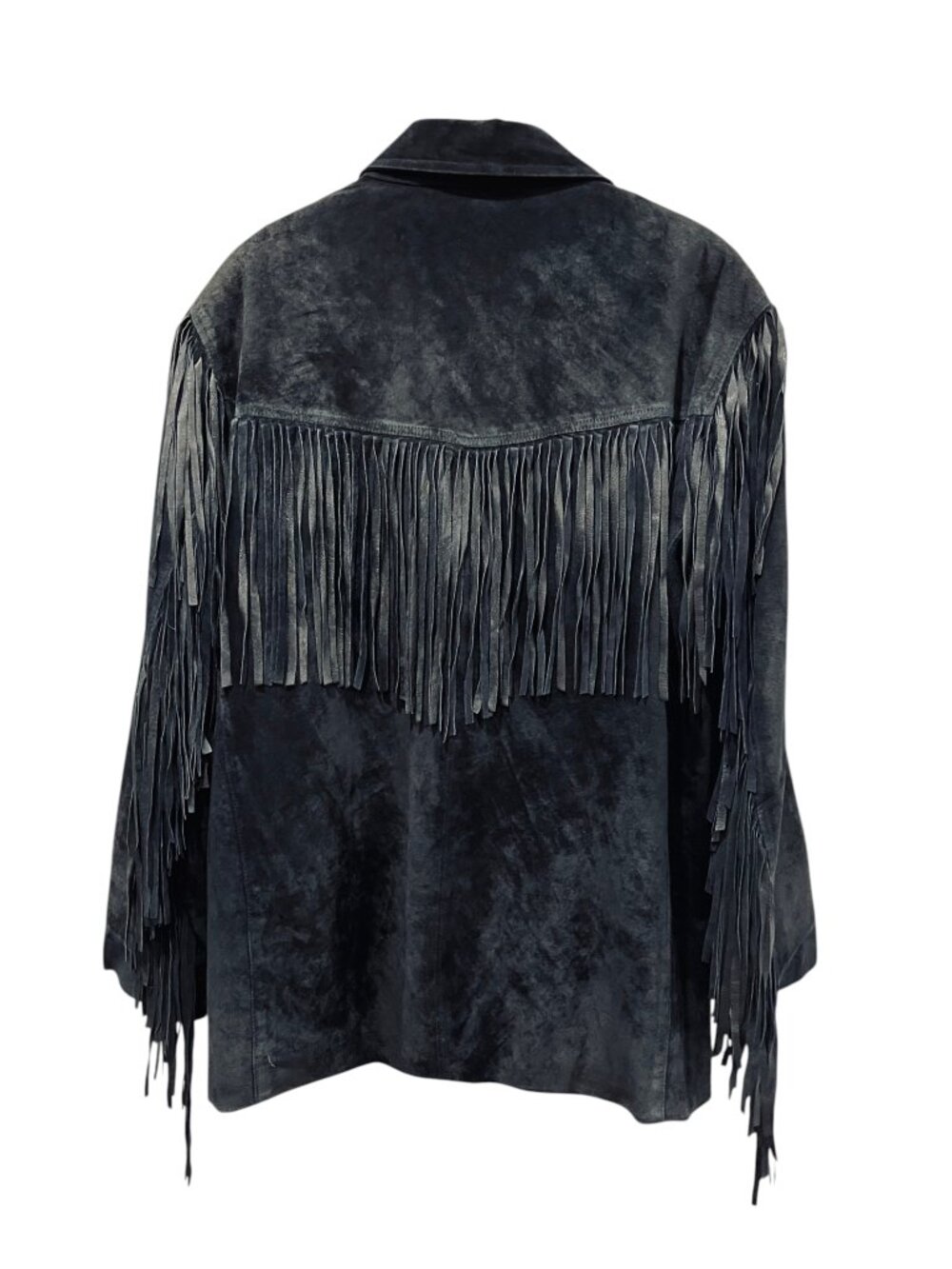 Learsi Vintage Western Fringe Suede Leather Jacket, Black, M - Picture 2 of 12